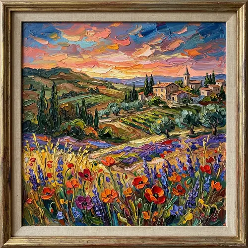 Impasto-Style Oil Painting Composition