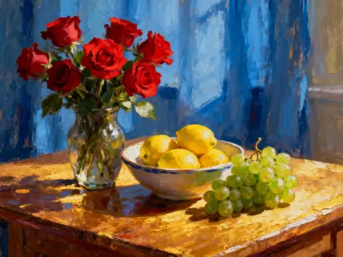 Impasto-Style Oil Painting Composition