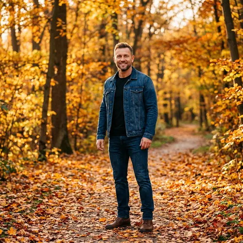 Meet Mariusz: Strong & Fit Man in Serene Fall Park