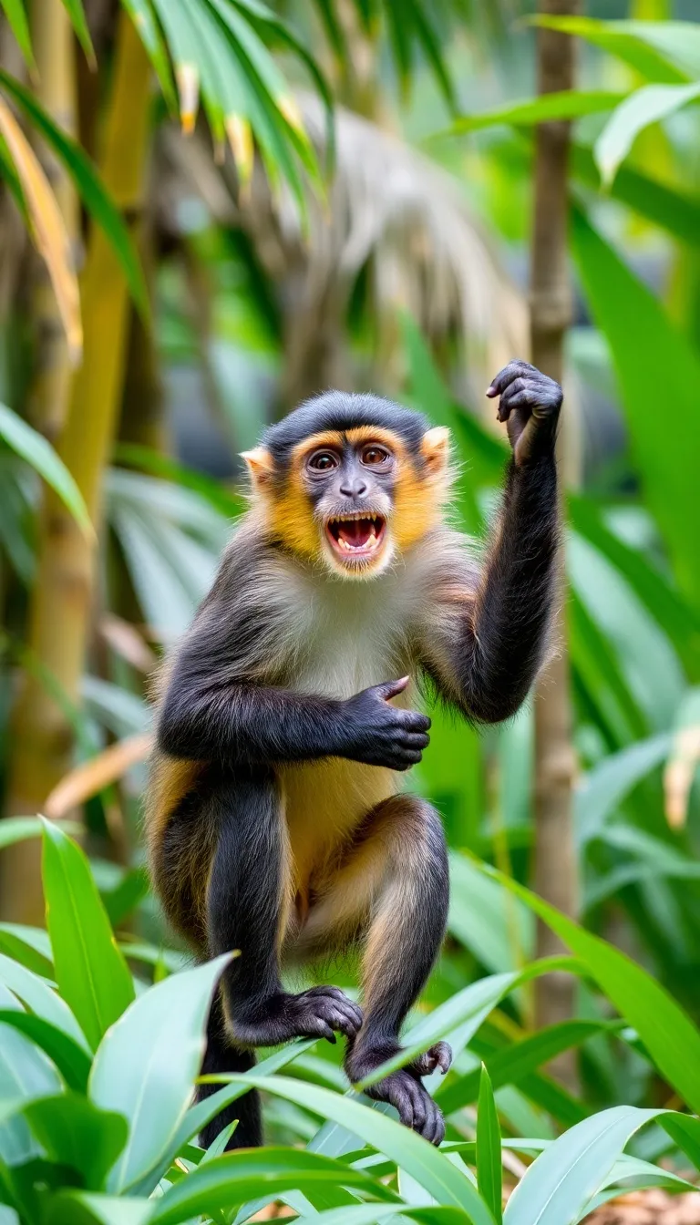 Playful Monkey in Tropical Jungle | Vibrant Wildlife Playful Monkey in Tropical Jungle | Vibrant Wildlife