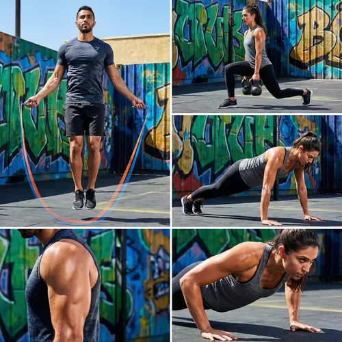 Middle-Eastern Fitness Enthusiast: Vibrant Workout Poses