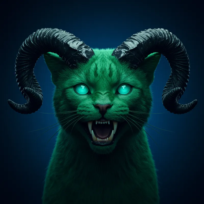 Cat with Horns and Rice Teeth: A Unique Look