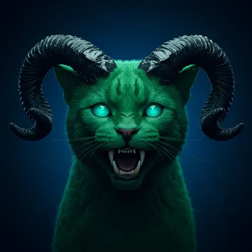 Cat with Horns and Rice Teeth: A Unique Look