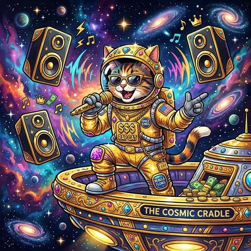 Wealthy Rapping Cat Astronaut - Diverse & Stylish Feline in Space
