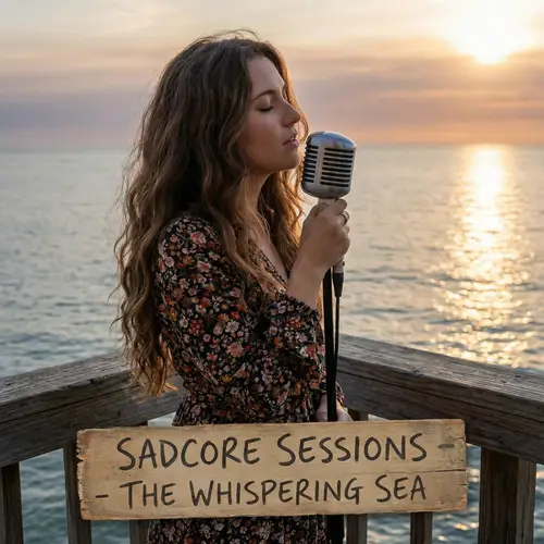 Contemporary Sadcore Pop Singer | Wavy Brunette Woman in Floral Dress