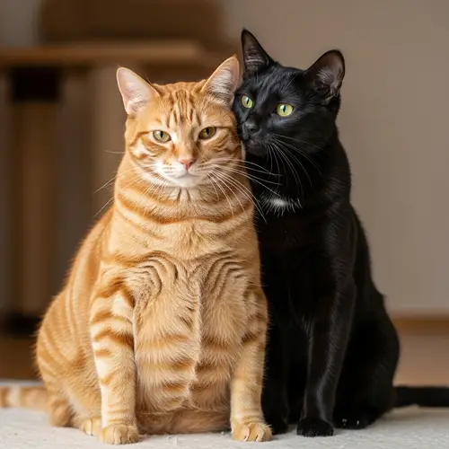 Two Cats: One Pregnant and One Dad