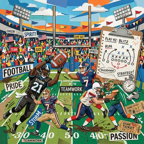 Contemporary Football Collage: Emotions & Spirit of the Game