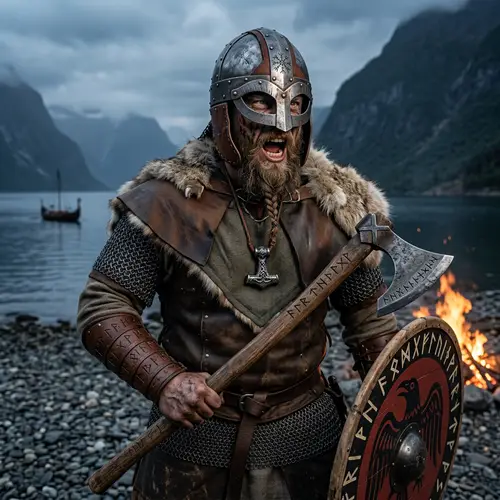 Viking Berserker: Runes & Mjolnir Symbolism