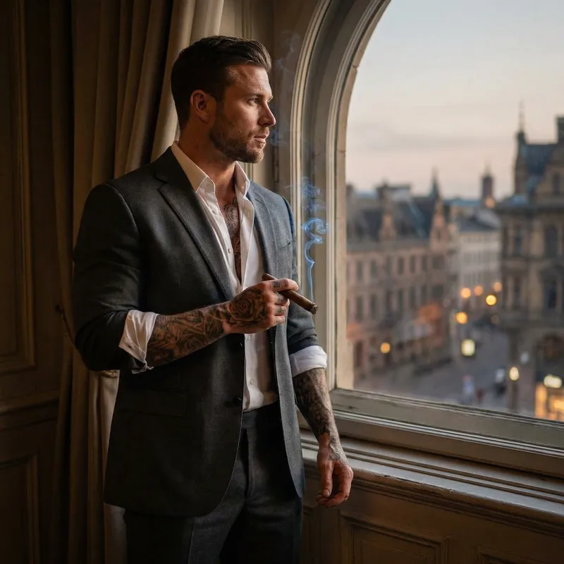 Mysterious Irish Gentleman: Urban Romanticism Portrait in Cityscape