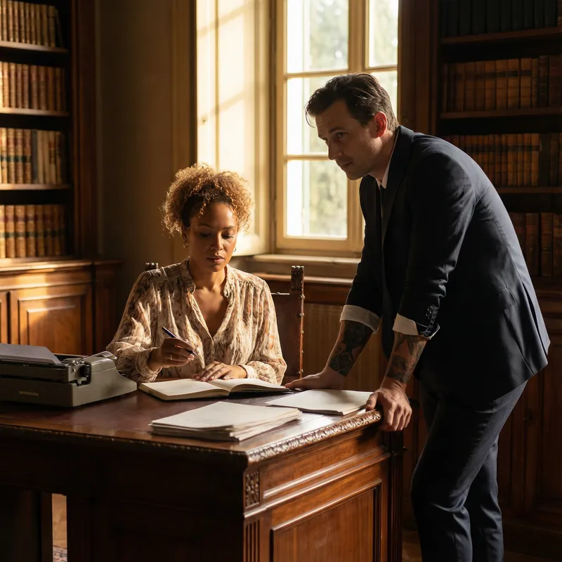 Elegant African American Woman Writing Novel in Luxurious Italian Villa
