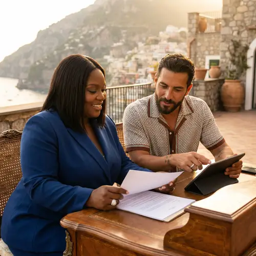 Luxurious Amalfi Coast Business Duo | Professional African American Woman & White Husband
