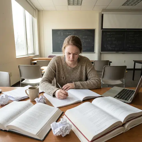 Young Woman Studying in College Classroom | Academic Atmosphere