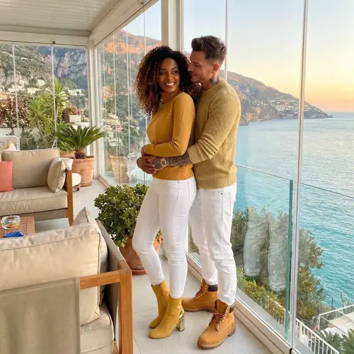 Stunning African American Woman Embraced by Handsome Italian Man | Amalfi Coast Romance