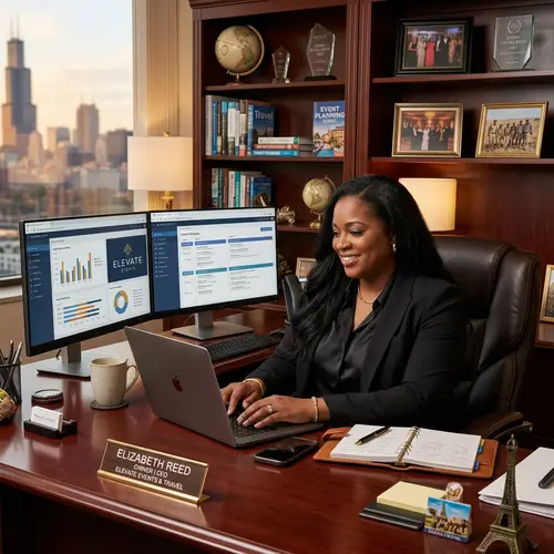 Charming Plus-Size African American Woman in Lavish Office