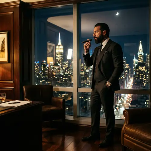 Italian Man in Tailored Suit | Stylish Tattoos & Beard | NYC View