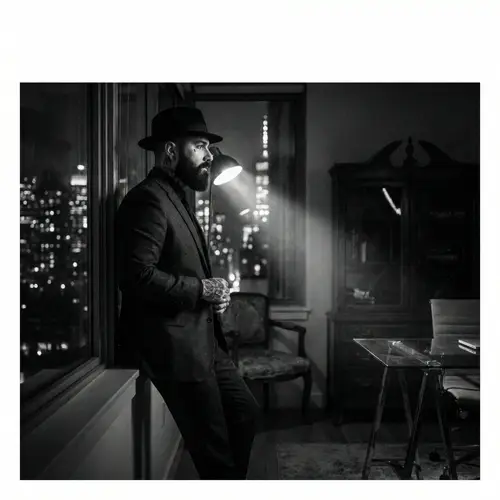 Charismatic Italian Man in Noir Fashion Photography - Urban Night