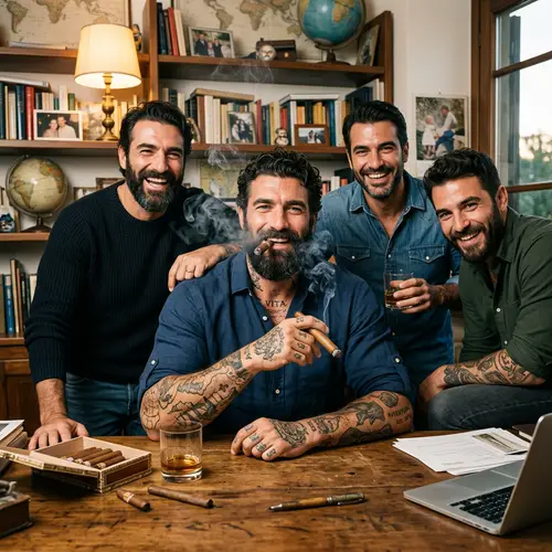 Captivating Portrait of Italian Family with Striking White Men