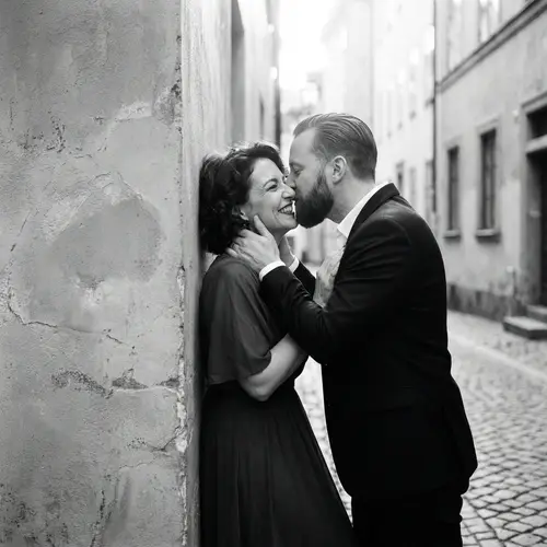 Passionate Embrace in Black & White | Italian Romance Scene