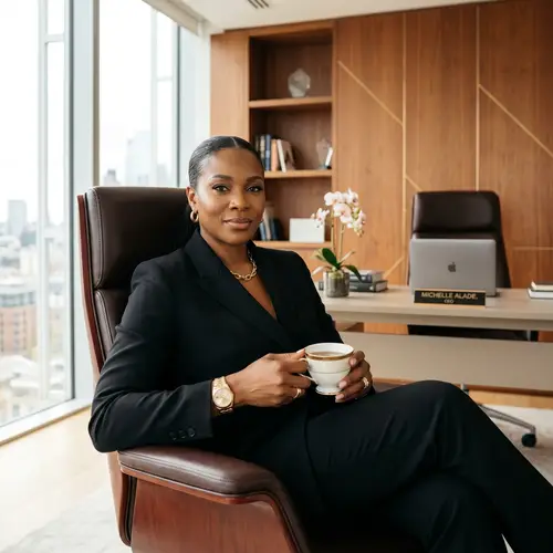 Confident Black Woman CEO in Opulent Office | Empowered Leadership Portrait