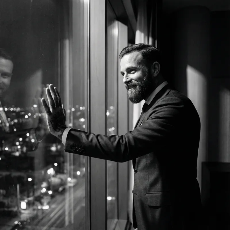 Italian Man in Tailored Suit With Detailed Tattoos | New York Night Lights Italian Man in Tailored Suit With Detailed Tattoos | New York Night Lights