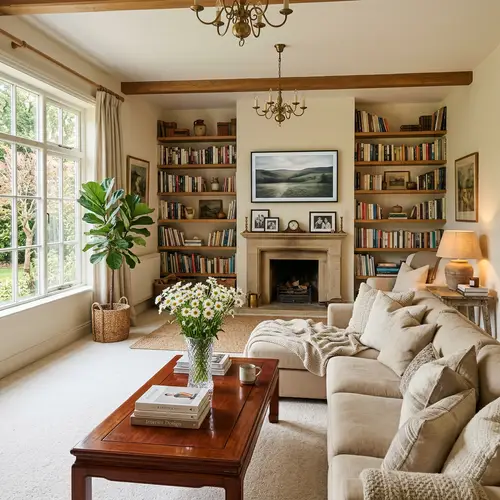 Spacious Living Room with Natural Neutral Tones | Cozy Interior Design