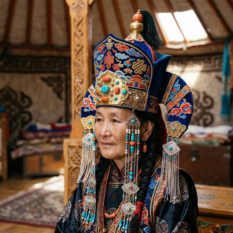 Traditional Mongolian Ancient Headdress: A Masterpiece