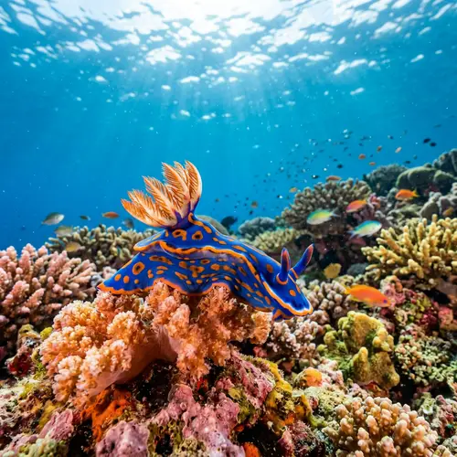 Captivating Blue and Orange Nudibranch in Clear Ocean Water