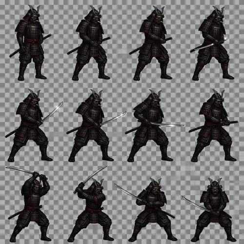 Dark Armored Samurai Spritesheet for Animation