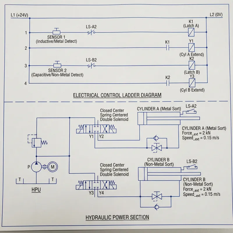 Electro-Hydraulic Circuit with Dual Cylinders