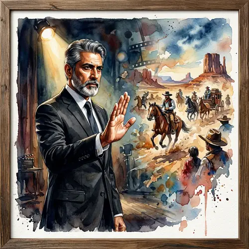 Abstract Watercolor Painting of Rejected Movie Scene by South Asian Actor
