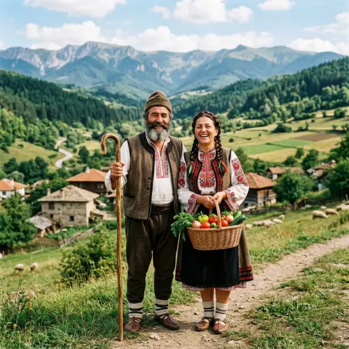 Bulgarian Man and Woman in Traditional Attire | Rural Lifestyle