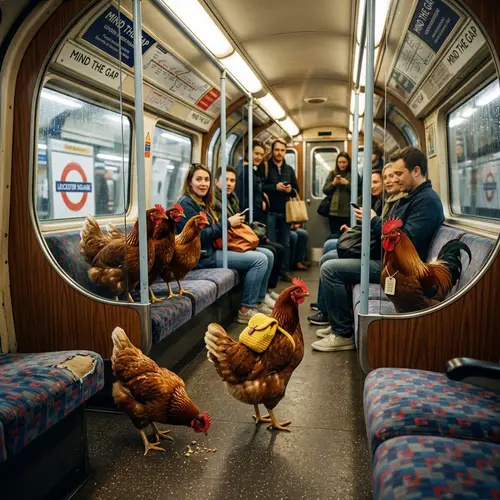 Chickens Take a Subway Train Trip