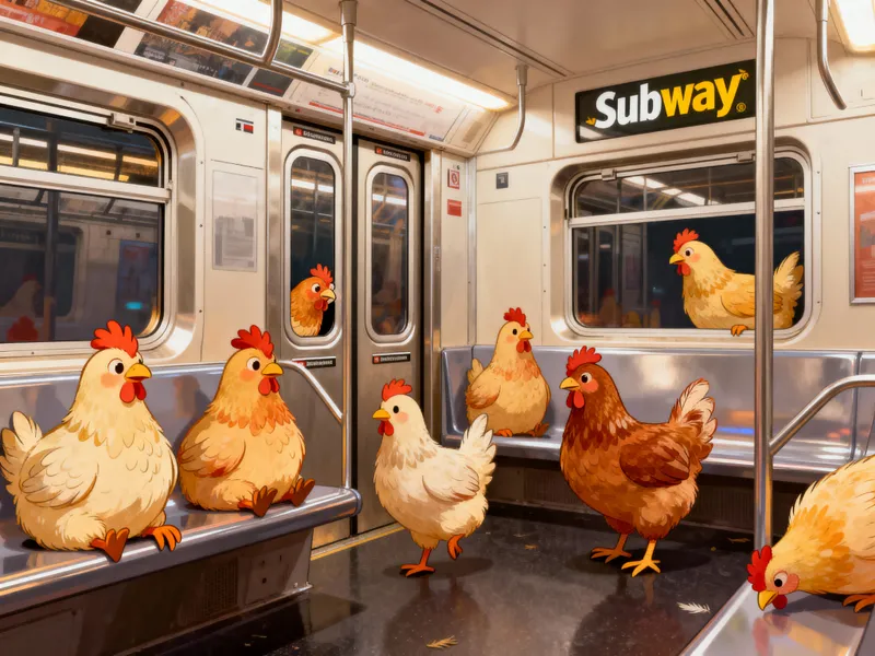 Chickens Take a Subway Train Trip