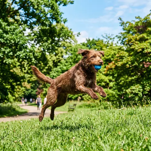 Playful Brown Dog in a Sunny Park