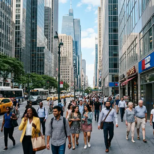 Urban Diversity: Vibrant City Life with Multicultural Crowd