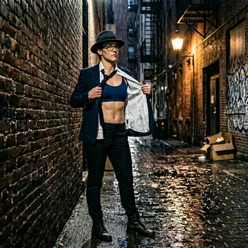 Stylish Woman in Fedoro Transforming Look