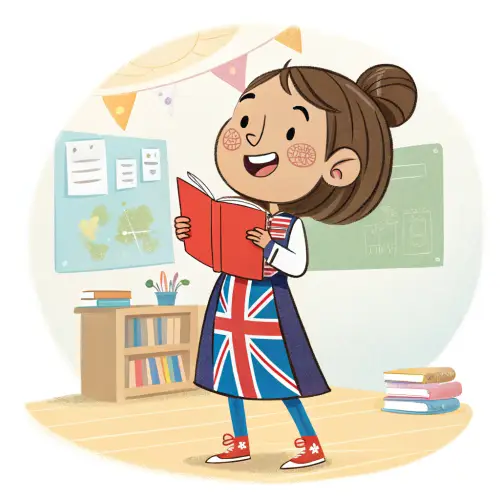 English Learning Mascot - Girl with Book