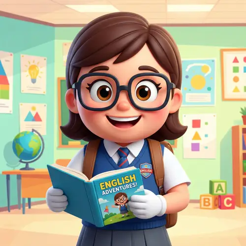 English Learning Mascot - Girl with Book