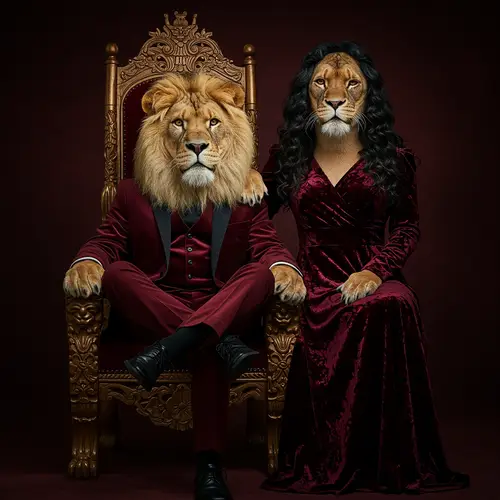Majestic Alpha Lion in Velvet Suit - Fantasy Portrait