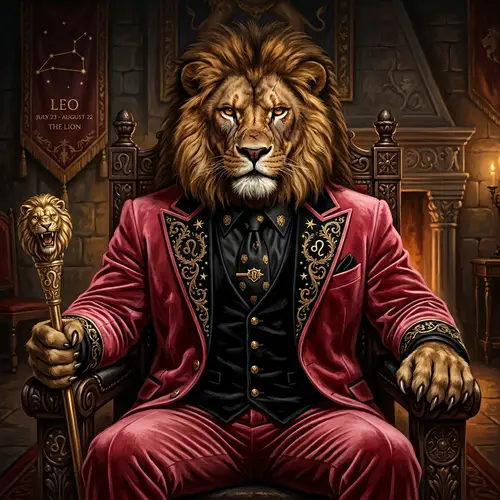 Realistic Stylized Zodiac Lion: Iconic Representation of Leo Sign