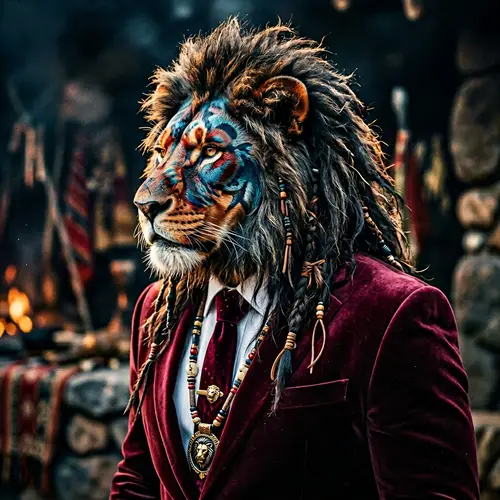 Imposing Lion Warrior Chief in Tribal Panther Makeup