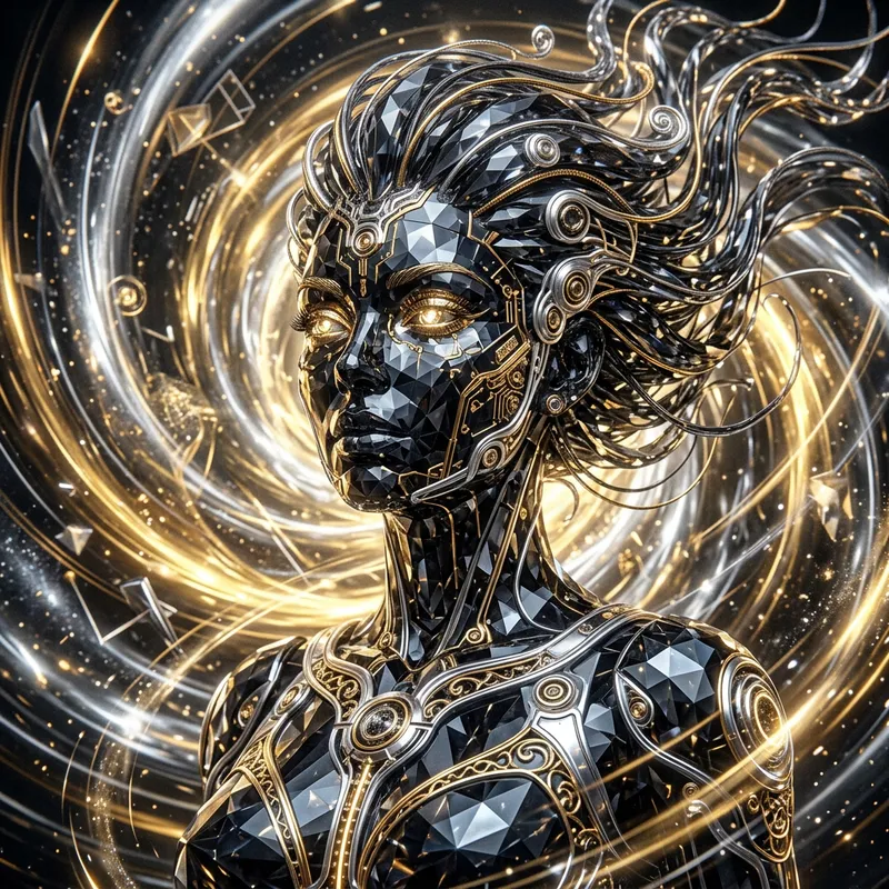 Futuristic Optics Crystal Cyborg Art by Jasper Harvey