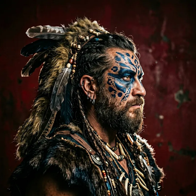 Asia Alpha Realistic Lion Warrior Chief Portrait | Tribal Panther Makeup