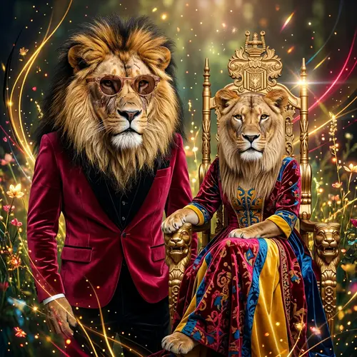 Magical Lion King and Queen | Realism & Fantasy Overtones