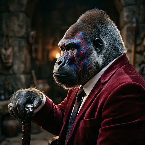 Silverback Gorilla Chief in Velvet Suit | Warrior Portrait