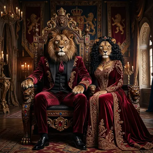 Majestic Alpha Lion in Velvet Suit - Fantasy Portrait