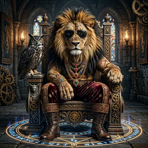 Majestic Alpha Lion with Sunglasses and Jewelry | Fantasy Art