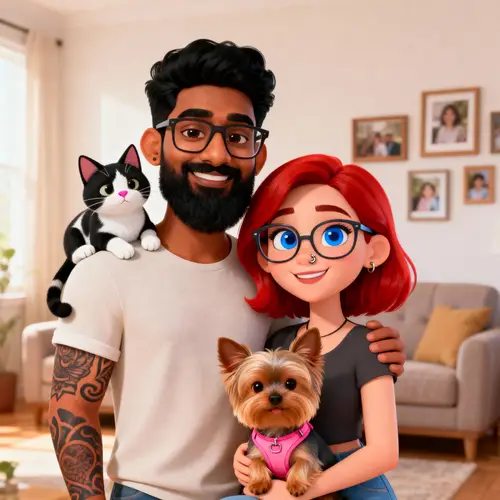 Whimsical Animated Family Portrait