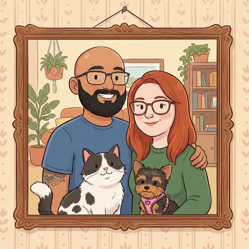 Whimsical Animated Family Portrait