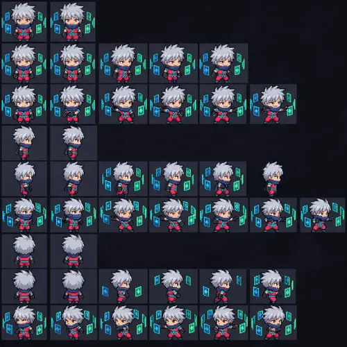Pixel Art Sprite Sheet for Young Human JRPG Character